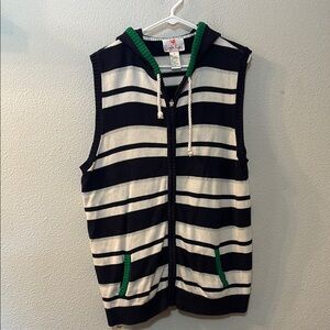 Quacker Factory Blue and White Zip Up Sweater